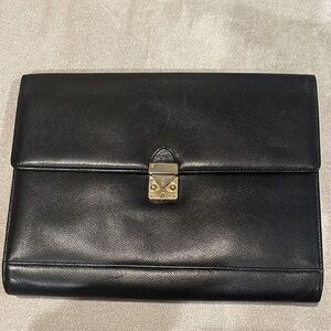 SAINT LAURENT Briefcase Leather Black AUTHENTIC